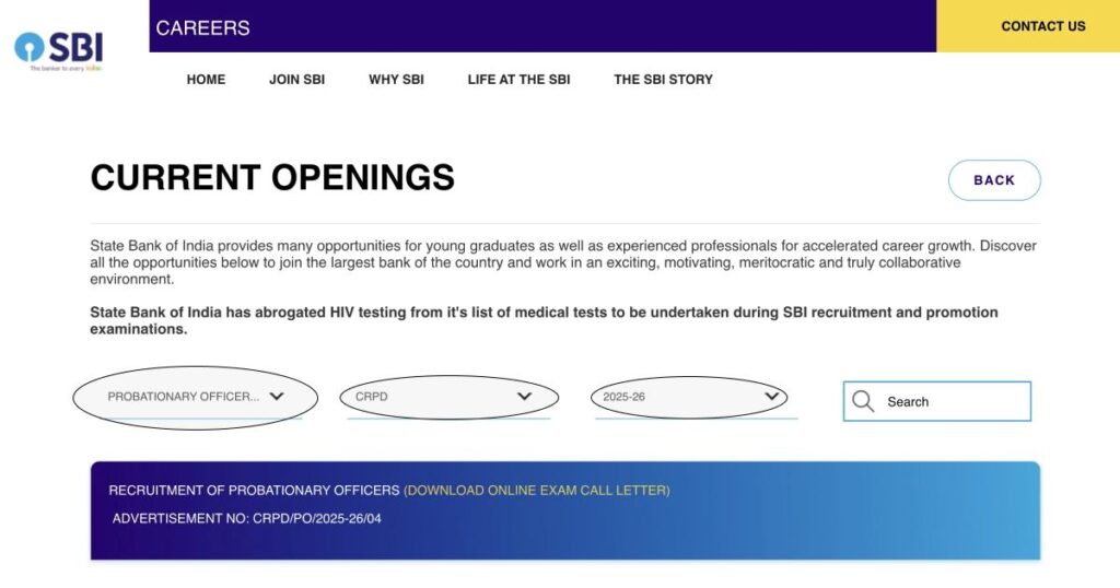 SBI PO Admit card